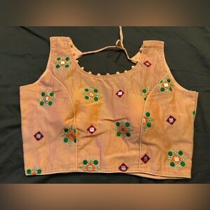 Indian blouse crop top peace color with mirror work details